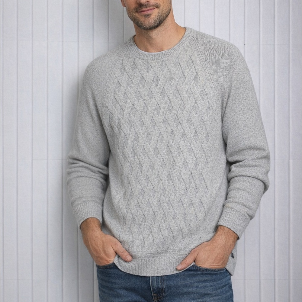 Tommy Bahama Men’s‎ Gray Cable Knit Cotton Crewneck Sweater Size XXL
